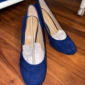BLUE SUEDE HEELS WORN ONCE